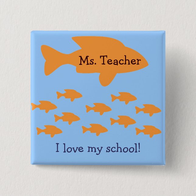 Badge Carré 5 Cm J'aime mon étiquette de nom de professeur (Devant)