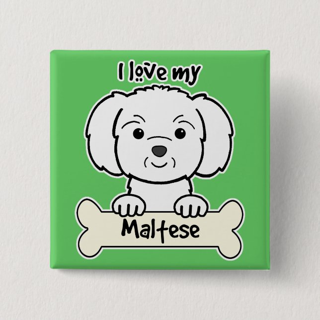 Badge Carré 5 Cm J'aime mon maltais (Devant)