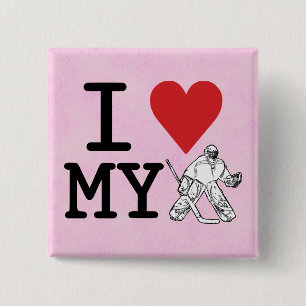 Badge Carré 5 Cm J'aime mon Pin de bouton de gardien de but