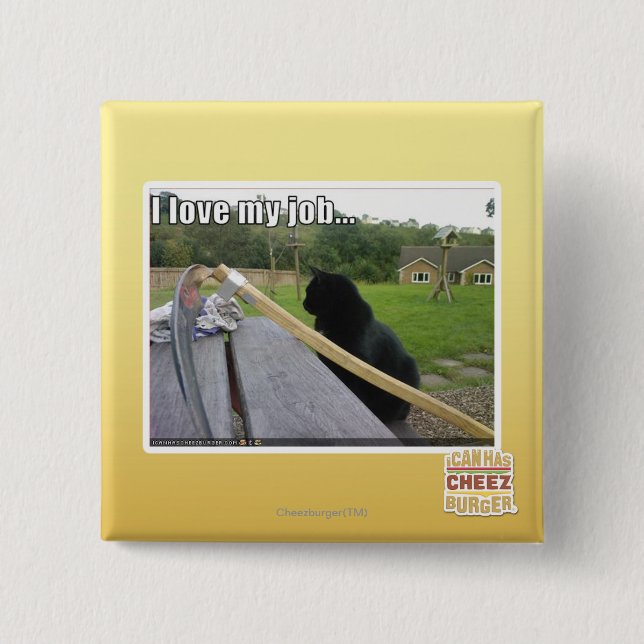 Badge Carré 5 Cm J'aime mon travail (Devant)