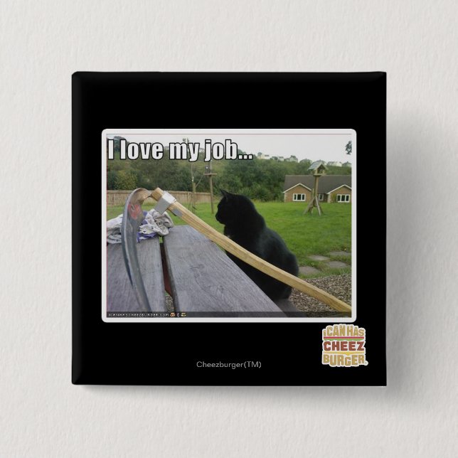 Badge Carré 5 Cm J'aime mon travail (Devant)