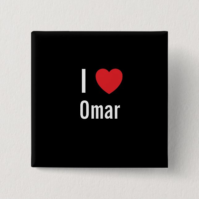 Badge Carré 5 Cm J'aime Omar (Devant)