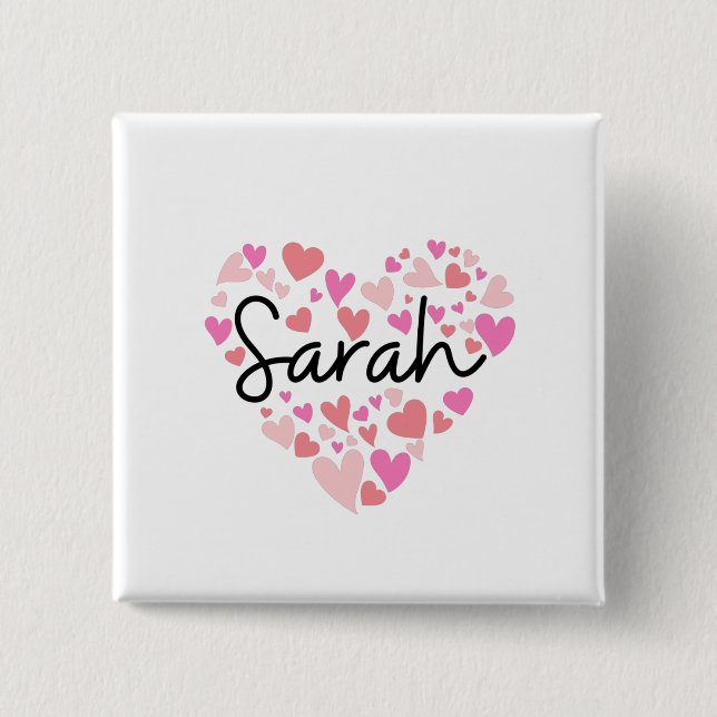 Badge Carré 5 Cm J'aime Sarah (Devant)