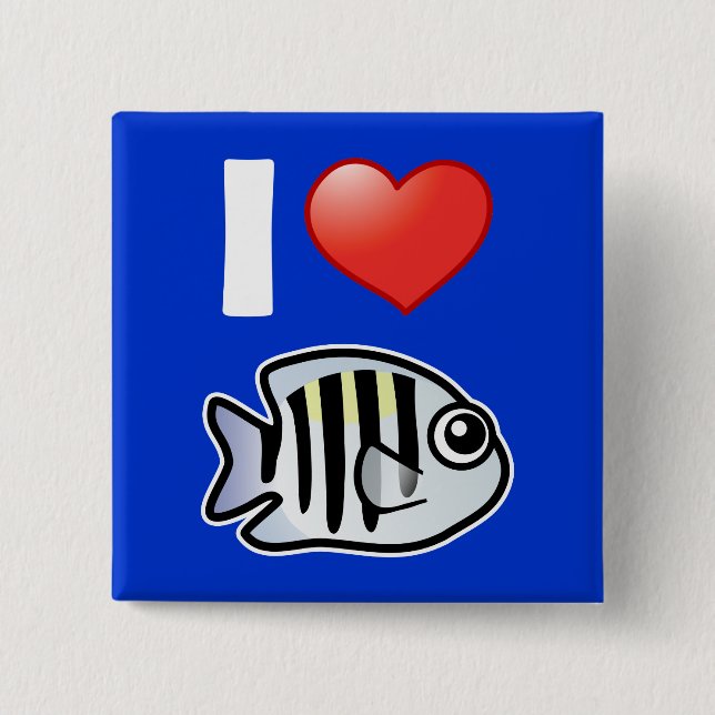 Badge Carré 5 Cm J'aime sergent-major (Devant)