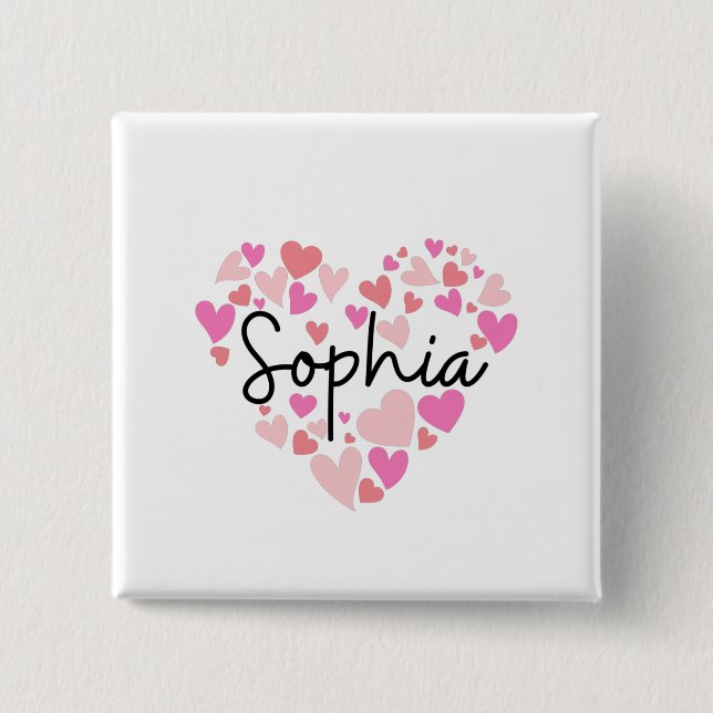 Badge Carré 5 Cm J'aime Sophia (Devant)