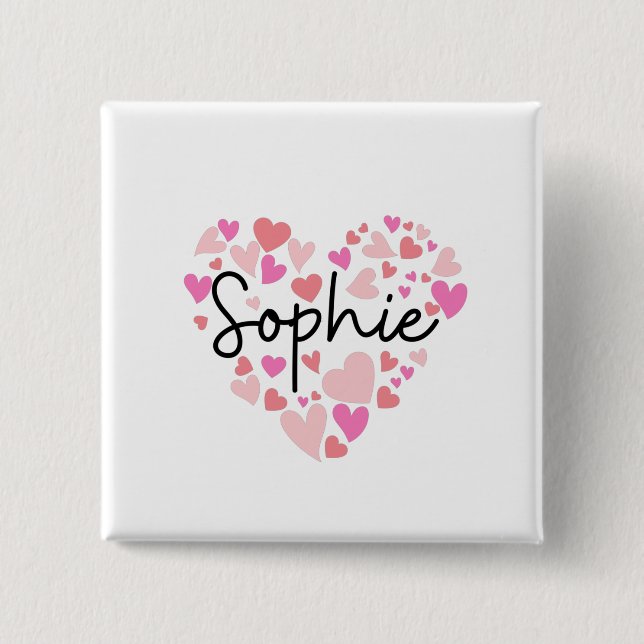 Badge Carré 5 Cm J'aime Sophie (Devant)