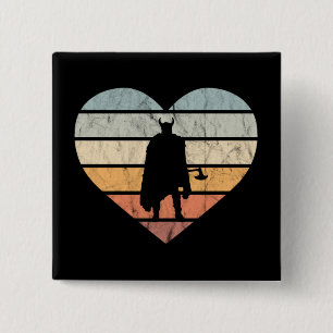 Badge Carré 5 Cm J'Aime Viking Warrior Avec Ax