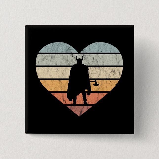 Badge Carré 5 Cm J'Aime Viking Warrior Avec Ax (Devant)