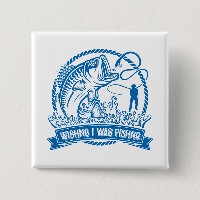 Badge Carré 5 Cm J'Aimerais Pêcher (Devant)
