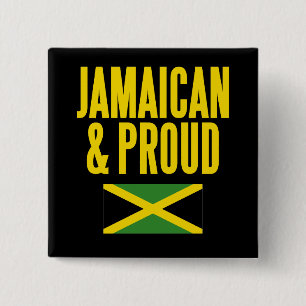 Badge Carré 5 Cm Jamaican & Proud Jamaica Flag