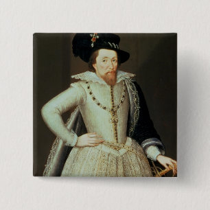 Badge Carré 5 Cm James I, portrait en buste