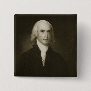 Badge Carré 5 Cm James Madison, 4ème Président des États-Unis
