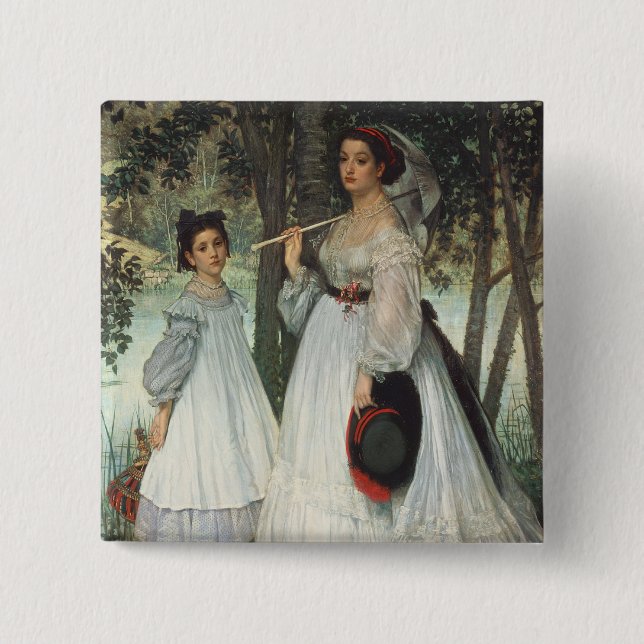 Badge Carré 5 Cm James Tissot | les deux soeurs : Portrait, 1863 (Devant)