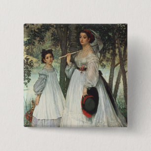 Badge Carré 5 Cm James Tissot les deux soeurs : Portrait, 1863