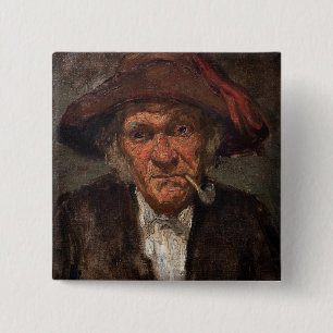 Badge Carré 5 Cm James Whistler - Un homme fume un tuyau