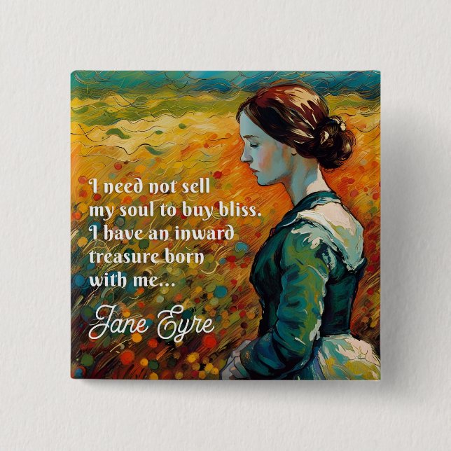 Badge Carré 5 Cm Jane Eyre Cite Monet Style Peinture (Devant)