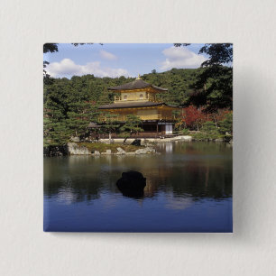 Badge Carré 5 Cm Japon, Kyoto, Pavillon d'or, Temple Zen