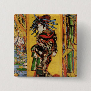 Badge Carré 5 Cm Japonais Courtesan Oiran par Vincent van Gogh