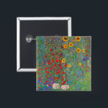 Badge Carré 5 Cm Jardin agricole de Gustav Klimt avec tournesols<br><div class="desc">Jardin agricole de Gustav Klimt avec bouton Sunflowers.</div>
