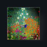 Badge Carré 5 Cm Jardin aux fleurs Gustav Klimt<br><div class="desc">Bouton représentant le Jardin des fleurs de Gustav Klimt (1906). Un beau jardin de fleurs violettes,  rouges,  blanches,  bleues et oranges. Un grand cadeau pour les amateurs d'art Art Nouveau et autrichien.</div>