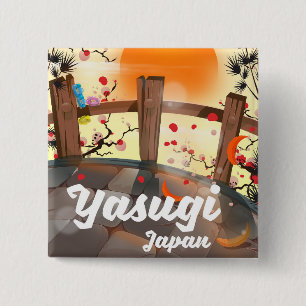 Badge Carré 5 Cm Jardin de fleurs de Yasugi Japon