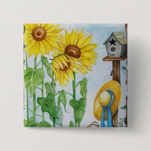 Badge Carré 5 Cm Jardin de Sunflower