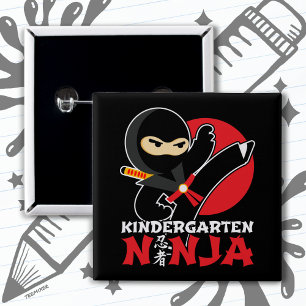 Badge Carré 5 Cm Jardin D'Enfants Ninja Tirer Un Coup D'Oeil Premie