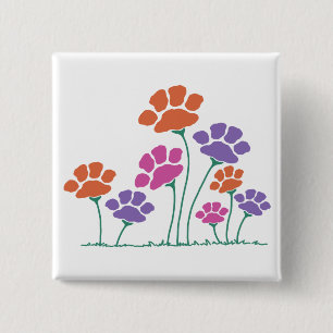 Badge Carré 5 Cm Jardin des fleurs Pawprint
