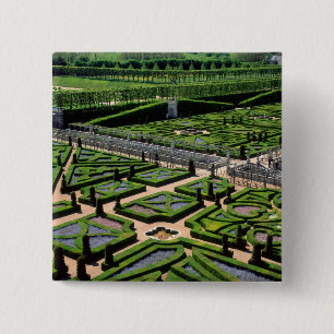 Badge Carré 5 Cm Jardin du château de Villandry, Indre-et-Loire,