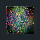 Badge Carré 5 Cm Jardin italien Gustav Klimt<br><div class="desc">Bouton représentant la peinture à l’huile de Gustav Klimt,  Paysage du jardin italien (1913). Un beau jardin de fleurs colorées : rouge,  blanc,  rose,  violet. Un grand cadeau pour les amateurs d'art Art Nouveau et autrichien.</div>