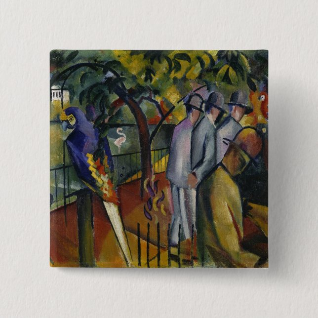 Badge Carré 5 Cm Jardin zoologique I d'August Macke | (Devant)