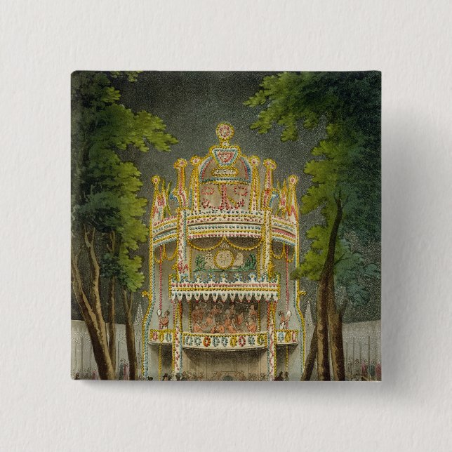 Badge Carré 5 Cm Jardins de Vauxhall, 1808 (Devant)