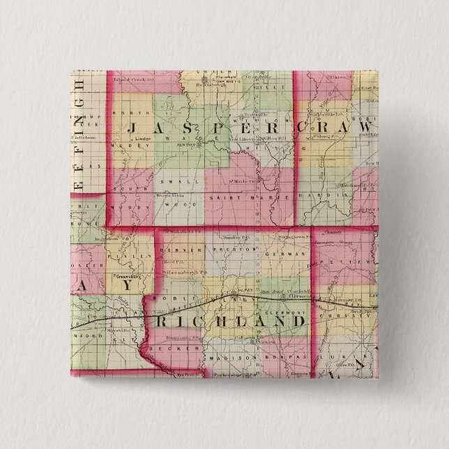Badge Carré 5 Cm Jasper, Crawford, Clay, Lawrence (Devant)