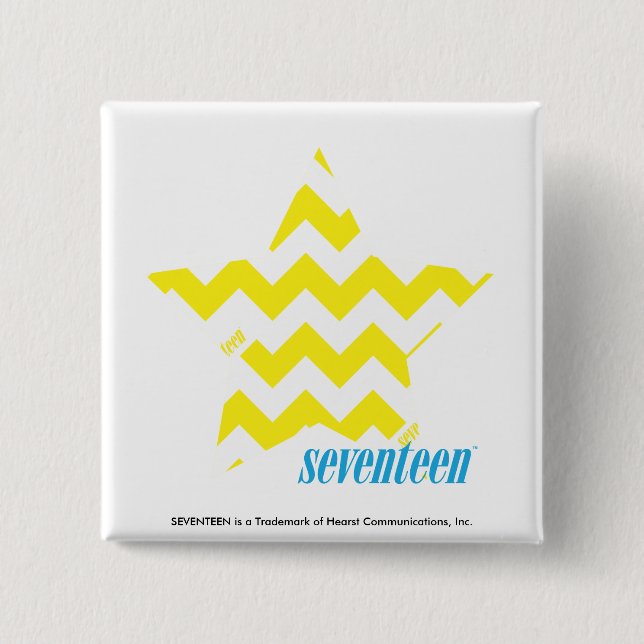 Badge Carré 5 Cm Jaune 3 de zigzag (Devant)