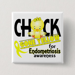 Badge Carré 5 Cm Jaune allé par poussin 2 d'endométriose