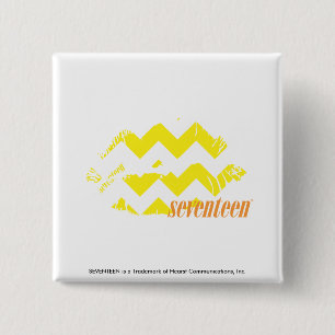 Badge Carré 5 Cm Jaune de zigzag