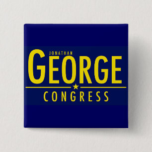 Badge Carré 5 Cm Jaune sur George bleu pour le bouton de carré du
