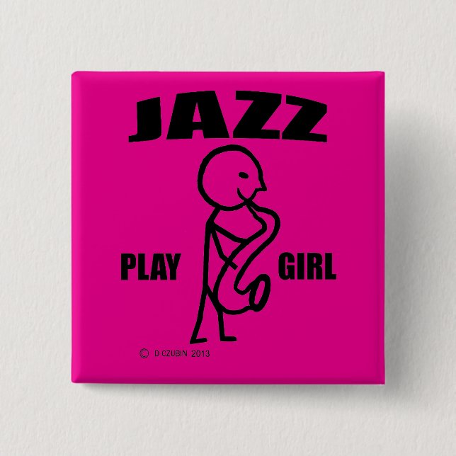 Badge Carré 5 Cm Jazz Play Girl (Devant)