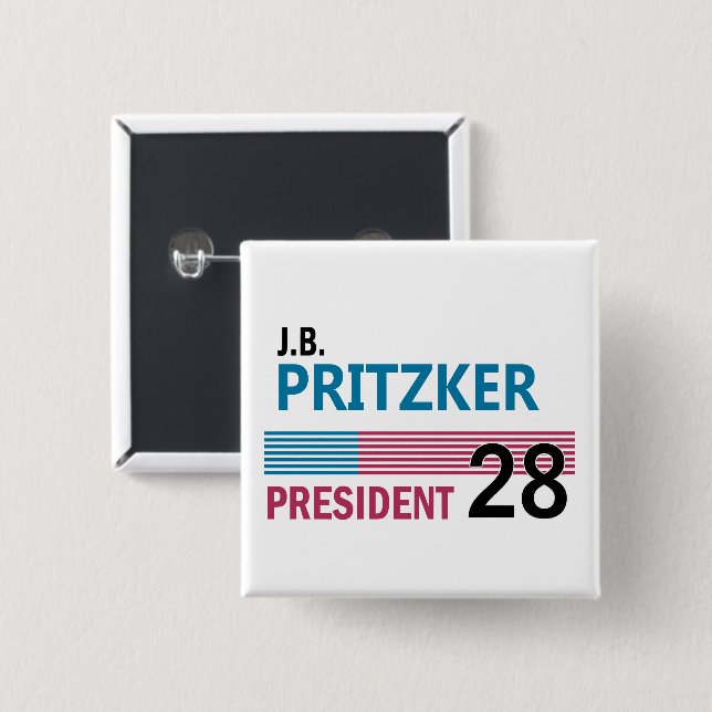 Badge Carré 5 Cm JB Pritzker 2028 (Devant & derrière)