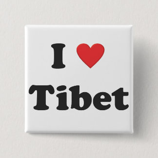 Badge Carré 5 Cm "Je bouton aime Thibet"