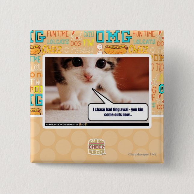 Badge Carré 5 Cm Je chasse le mauvais awai fing (Devant)