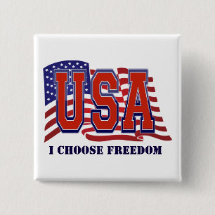 Badge Carré 5 Cm Je Choisis la Liberté Patriotique