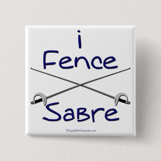 Badge Carré 5 Cm je clôture le sabre (BLEU) (Devant)