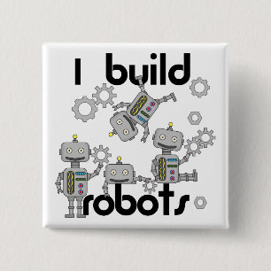 Badge Carré 5 Cm Je construis des robots