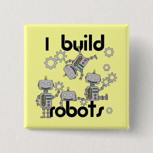 Badge Carré 5 Cm Je construis des robots