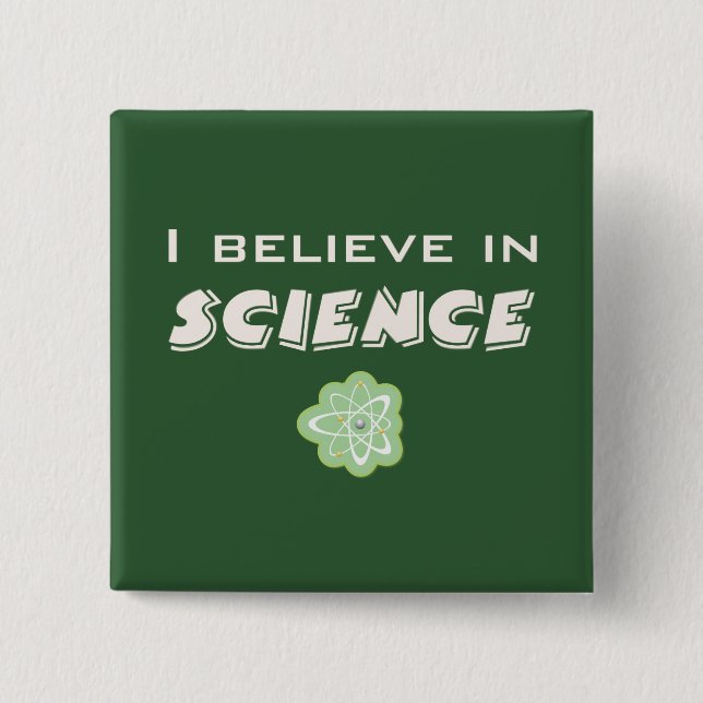 Badge Carré 5 Cm Je Crois À La Science (Devant)