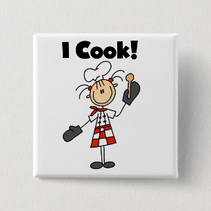 Badge Carré 5 Cm Je cuisine - Chef féminin