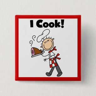 Badge Carré 5 Cm Je cuisine - Chef masculin