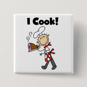 Badge Carré 5 Cm Je cuisine - Chef masculin