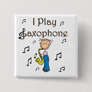 Badge Carré 5 Cm Je Joue du Saxophone T-shirts et Cadeaux pour Figu